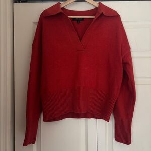 Red Polo Collar Sweater Size Large